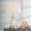 Fisher Nautical Table Lamp With Nightlight Antique LED Edison Bulb Galvanized Metal Cage Drum Shade For Living Room Bedroom Franklin Iron Works 0 100x100