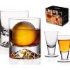 JBHO Hand Blown Crystal Double Old Fashioned Cocktail Solid Whiskey Glasses Rocks Glasses Lowball Glasses 12 Ounce Set Of 2 Perfect Size For Oversized Ice Cubes Extra 15 Ounce Shot Glasses 0 100x100