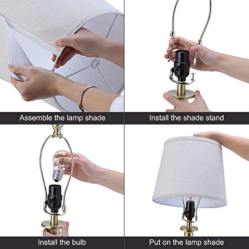 Modern Farmhouse Table Lamp Sets Of 2 With 2 Usb Ports Pulg In Industrial Nightlight Open Column Bedside Nightstand Light Lamps For Bedroom Living Room White Fabric Shade 2 Pack Farmhouse Goals