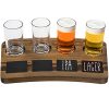 MyGift 4 Glass Dark Brown Wood Beer Flight Sampler Serving Tray With Chalkboard Labels 0 100x100