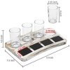MyGift 4 Glass Whitewashed Wood Beer Flight Sampler Serving Tray With Chalkboard Labels 0 3 100x100