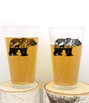 Pint Glasses By Black Lantern Handmade Craft Beer Glasses And Bar Glassware Bear And Wolf Design Set Of Two 16oz Glasses 0 300x347