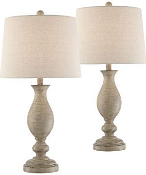 Serena Country Cottage Table Lamps Set Of 2 Cream Wood Oatmeal Drum Shade For Living Room Family Bedroom Bedside Office Regency Hill 0 300x360