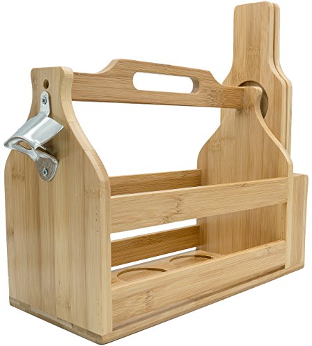 Sorbus Wooden Bottle Caddy With Opener Sampler Boards Drink Holder For Beer Soda Perfect For Bar Pub Restaurant Brew Fest Party And More Bamboo 0 4