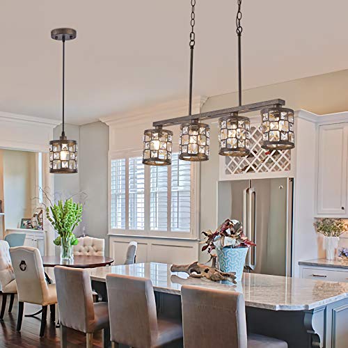 4 Light Farmhouse Kitchen Light Fixtures Rustic Chandelier With Oil Rubbed Bronze Finish Island Pendant Lighting For Dining Room And Bar 0 0