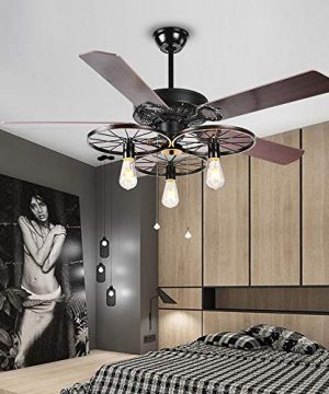 Akronfire 52 Ceiling Fan With Light And Remote Control Retro Style 0 300x360