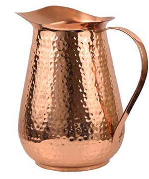 Artisans Anvil Copper Pitcher WCopper Handle Pure 100 Hammered Vessel Heavy Duty Copper Jug Handmade 70 Fl Oz Best For Water Ayurveda Moscow Mule Cocktails 0 300x360