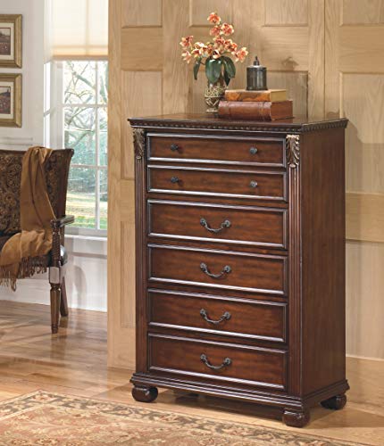 Ashley Furniture Signature Design Leahlyn Chest Of Drawers 5 Drawer Traditional Style Dresser Warm Brown 0 0