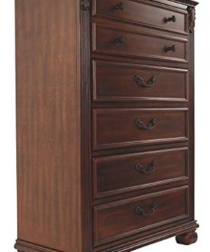 Ashley Furniture Signature Design Leahlyn Chest Of Drawers 5 Drawer Traditional Style Dresser Warm Brown 0 2 300x360