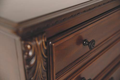 Ashley Furniture Signature Design Leahlyn Chest Of Drawers 5 Drawer Traditional Style Dresser Warm Brown 0 3