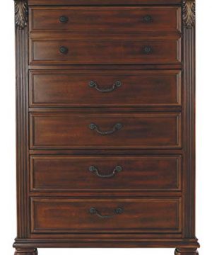 Ashley Furniture Signature Design Leahlyn Chest Of Drawers 5 Drawer Traditional Style Dresser Warm Brown 0 5 300x360