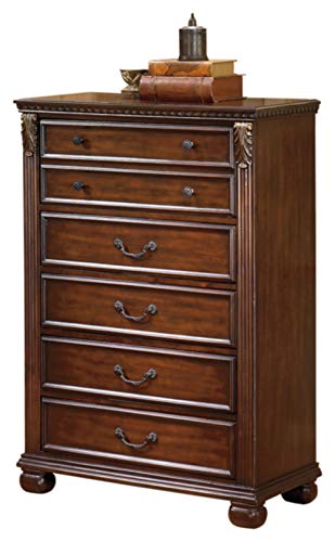 Ashley Furniture Signature Design Leahlyn Chest Of Drawers 5 Drawer Traditional Style Dresser Warm Brown 0
