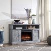 BELLEZE 48 TV Stand Console WMedia Shelves For TVs Up To 50 Wide With Fireplace And Remote Control Light Grey 0 100x100