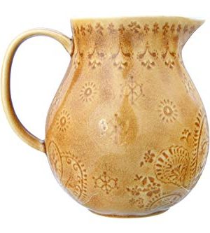 Bloomingville 32 Oz Debossed Stoneware Crackle Glaze Finish Each One Will Vary Pitcher Amber 0 300x333