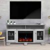 CAMBRIDGE Savona Heater With 59 In White TV Stand Enhanced Log Display Multi Color Flames And Remote CAM6022 1WHTLG3 Electric Fireplace 0 100x100