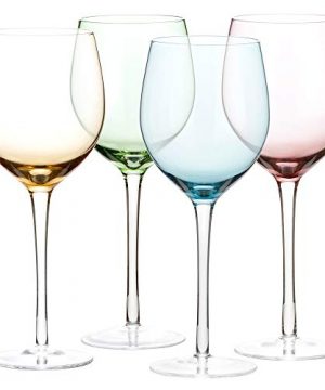 DIKO Colored Red Wine Glasses Set Of 4 157oz Hand Blown Stemmed Glass For Red White Wine 0 300x360