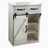 Distressed White Wood Sliding Barn Door Cabinet With Two Drawers Three Shelves Vintage End Table Console Cabinet Storage Cabinet Farmhouse Rustic Wood Furniture 32 H 0 100x100