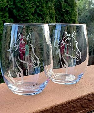 Etched Horse Wine Glass Set Etched Wine Glass Horse Glass Wine Gift Wine Glass Set Of 2 Etched Horse Horse Wine Glass Stemless Wine Glass 15 Oz Wine Glass 0 300x360