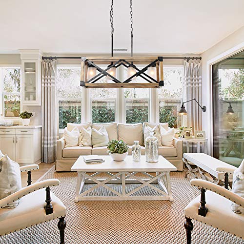 Farmhouse Chandelier 4 Lights Kitchen Island Lighting Rectangular Chandeliers With 4 Glass Globes 275 In Dia 0 3