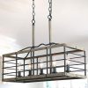 Farmhouse Chandelier For Dining Room Rectangle 5 Light Kitchen Island Lighting Faux Wood Finish 0 100x100