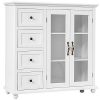 Giantex Buffet Sideboard Wood Storage Cabinet Console Table With 4 Drawers 2 Door Credenza Living Room Dining Room Furniture Buffet Server Kitchen Pantry Cupboard White 0 100x100