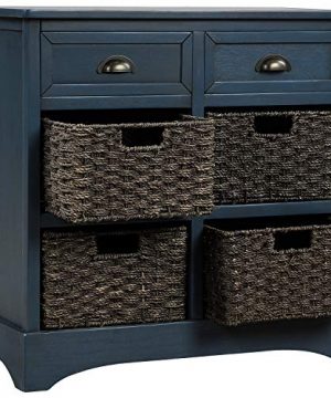 Harper Bright Designs Rustic Storage Cabinet With Two Drawers And Four Classic Fabric Basket For KitchenDining RoomEntrywayLiving Room Accent Furniture Antique Navy 0 0 300x360