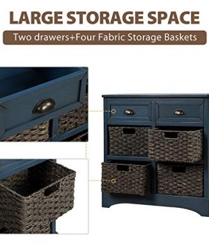 Harper Bright Designs Rustic Storage Cabinet With Two Drawers And Four Classic Fabric Basket For KitchenDining RoomEntrywayLiving Room Accent Furniture Antique Navy 0 1 300x360