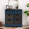 Harper Bright Designs Rustic Storage Cabinet With Two Drawers And Four Classic Fabric Basket For KitchenDining RoomEntrywayLiving Room Accent Furniture Antique Navy 0 100x100