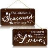 Jetec 2 Pieces Kitchen Wall Decor Sign Wood Kitchen Sign This Kitchen Is Seasoned With Love Sign Real Pallet Rustic Kitchen Sign For Farmhouse Home Wall Decoration 6 X 12 Inches 0 100x100