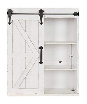 Kate And Laurel Cates Modern Farmhouse Wood Wall Storage Shelving Cabinet With Sliding Barn Door Rustic White Farmhouse Goals