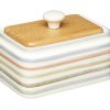Kitchen Craft Classic Collection Striped Ceramic Butter Dish With Lid Cream 15 X 11 X 95 Cm Multi Colour 0 100x100