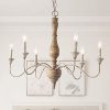 LNC French Country Chandeliers Wood 6 Lights Rust Arms For Dining Bedroom Living Room And Bathroom Brown 0 100x100