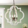 LOG BARN Farmhouse Chandelier Handmade Distressed White Large Wood Light Fixture For Dining Room Bedroom Foyer Entryway And Living Room 0 100x100