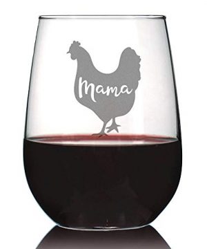 Mama Hen Stemless Wine Glass For Mom Cute Funny Wine Gift Idea Unique Personalized Glasses For Mothers Day Or Birthday 0 300x360