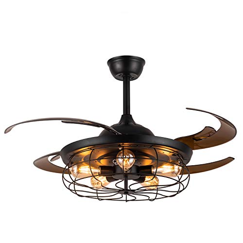 Light Remote Control USA Details about   48" Retractable Ceiling Fan Lamp LED Chandelier 