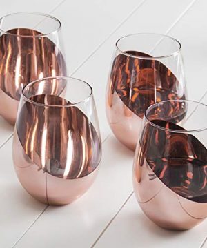 MyGift Modern Copper Stemless Wine Glasses Set Of 4 0 300x360
