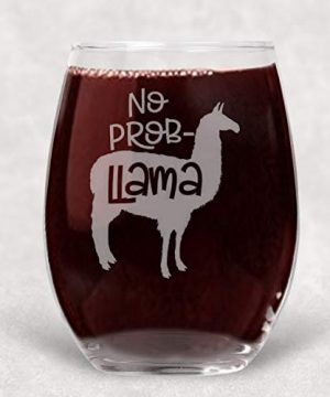 No Prob Llama Funny Stemless Wine Glass Gift For Women 21 Oz 0 300x360