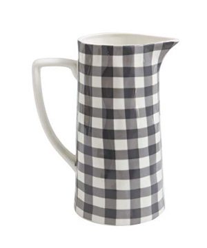 Red Co Farmhouse Casual Country Glossy Ceramic Stoneware Pitcher Spouted With Handle Black Gingham 64 Oz 0 300x360