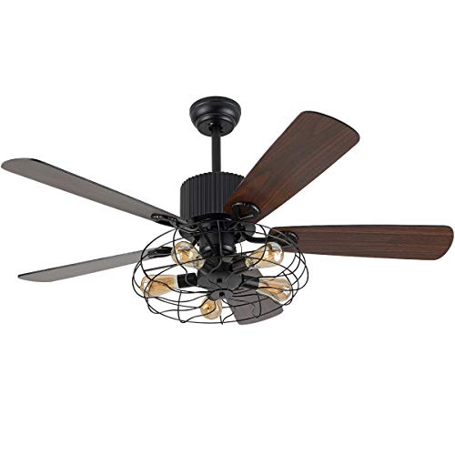 Details about   52" Rustic industrial Farmhouse Lodge Cabin Indoor LED Ceiling Fan Caged Lamp 