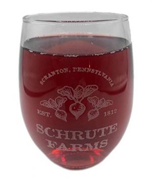SCHRUTE FARMS Wine Glass 21 Oz Engraved The Office Dwight BEETS Scranton PA Stemless Funny 0 300x360