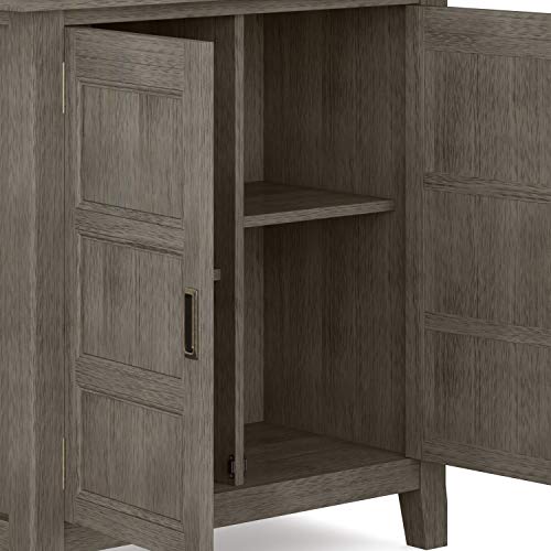 SIMPLIHOME Burlington SOLID WOOD 30 Inch Wide Traditional Low Storage Cabinet In Farmhouse Grey With 2 Doors 2 Adjustable Shelves 0 4