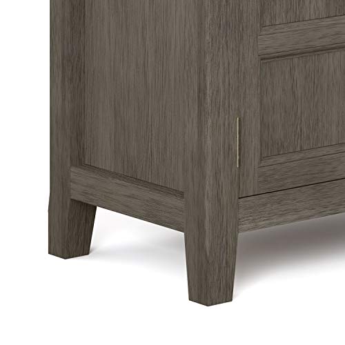 SIMPLIHOME Burlington SOLID WOOD 30 Inch Wide Traditional Low Storage Cabinet In Farmhouse Grey With 2 Doors 2 Adjustable Shelves 0 5