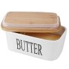 SZUAH Porcelain Butter Dish500mlLarge Butter Keeper Container With Natural Bamboo Lid Seal Ring 0 100x100