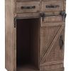 Sliding Barn Door Accent Wood Storage Cabinet Farmhouse Style Wood End Table With 2 Drawers And 1 Cabinet Vintage Furniture Distressed Brown 24 W X 13 D X 32 H 0 100x100