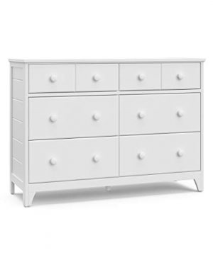 Storkcraft Moss 6 Drawer Universal Double Dresser White Bedroom Furniture Storage Modern Farmhouse Style Sturdy And Durable Wood Construction 6 Deep Spacious Drawers Steel Hardware 0 300x360