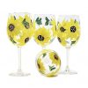 Sunflower Stemmed Wine Glasses Gift For Women Sunflower Kitchen Decor Rustic Country Farmhouse Set Of 4 Hand Painted 0 100x100
