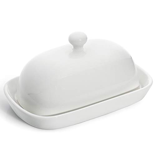 Sweese 306101 Porcelain Cute Butter Dish With Lid Perfect For EastWest Butter White 0