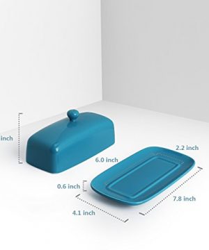 Sweese 307107 Porcelain Butter Dish With Lid Perfect For East West Coast Butter Steel Blue 0 1 300x360