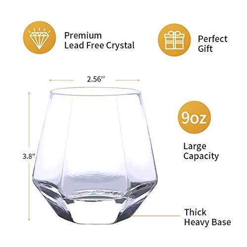 Whiskey Glass Tumbler Bourbon Glasses Cocktails Thick Weighted Bottom 6-9OZ 6Pk 