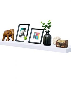 WELLAND Mission Floating Shelf Wall Mount Shelving Wood Modern Display Shelves Bookshelvesfor Living Room Kitchen Approx 60 Inch Length By 2 Inch High White 0 300x360